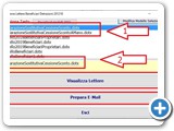 Per predisporre il testo CLK sulla riga corrispondente (punto1)  per la stampa CLK sul pulsante [Visualizza Lettere]   invece  per l'invio tramite EMail/Pec CLK sul pulsante [Prepara E-Mail]